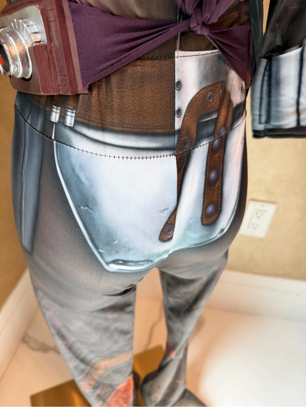 Star Wars Mandalorian Costume with Orange and White Toy Gaffi Pike